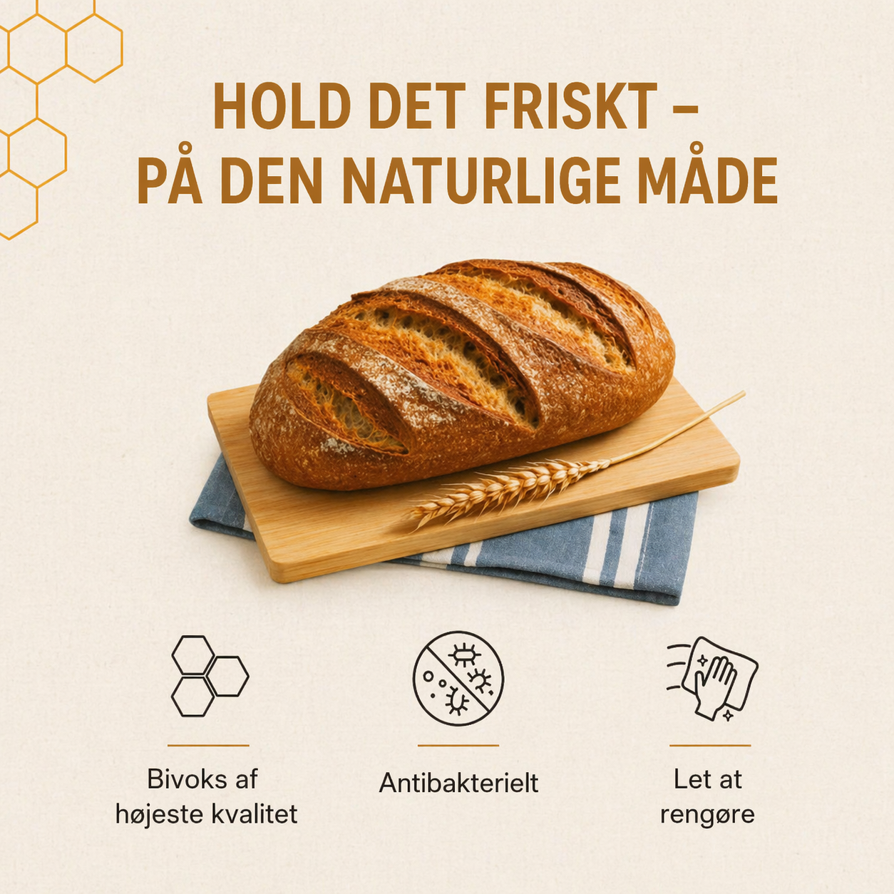 Premium brødposer i 100% bomuld med bivoks