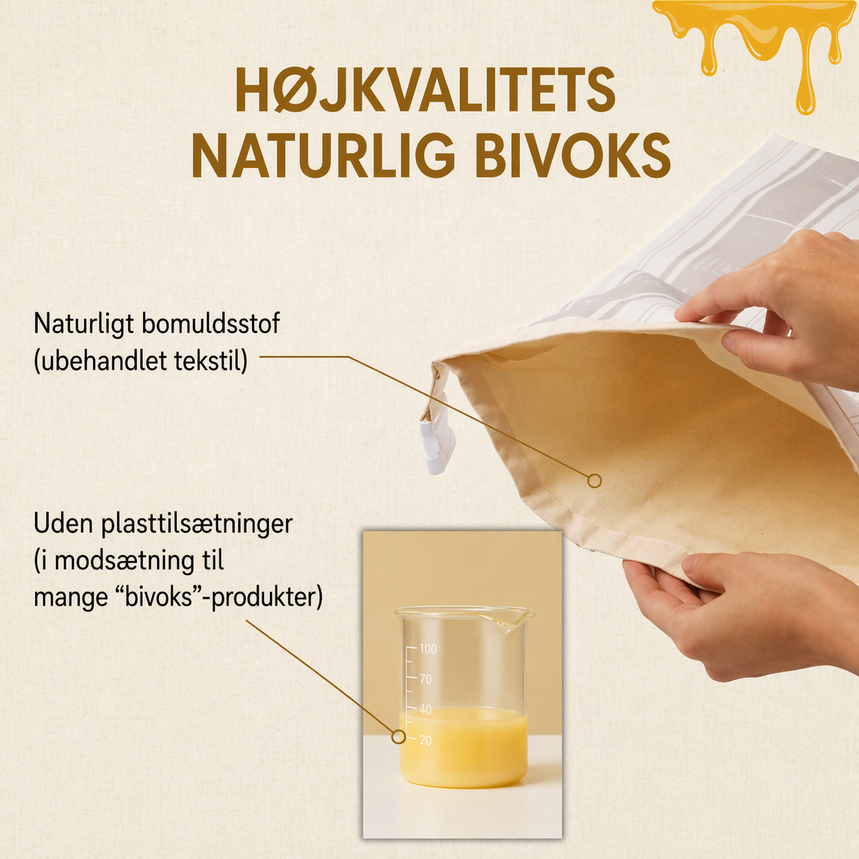 Premium brødposer i 100% bomuld med bivoks