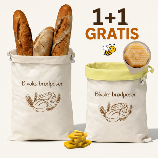 Premium brødposer i 100% bomuld med bivoks