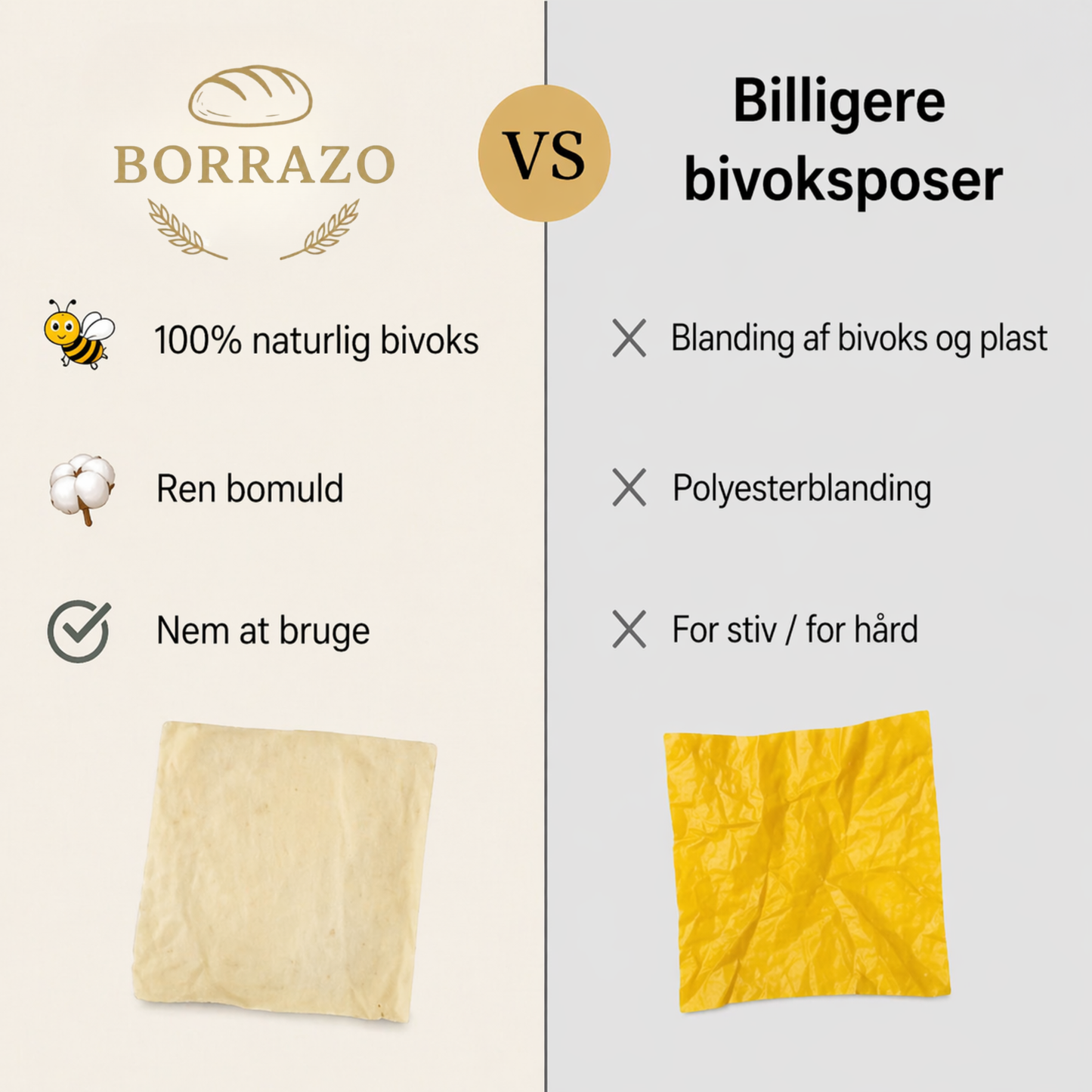 Premium brødposer i 100% bomuld med bivoks