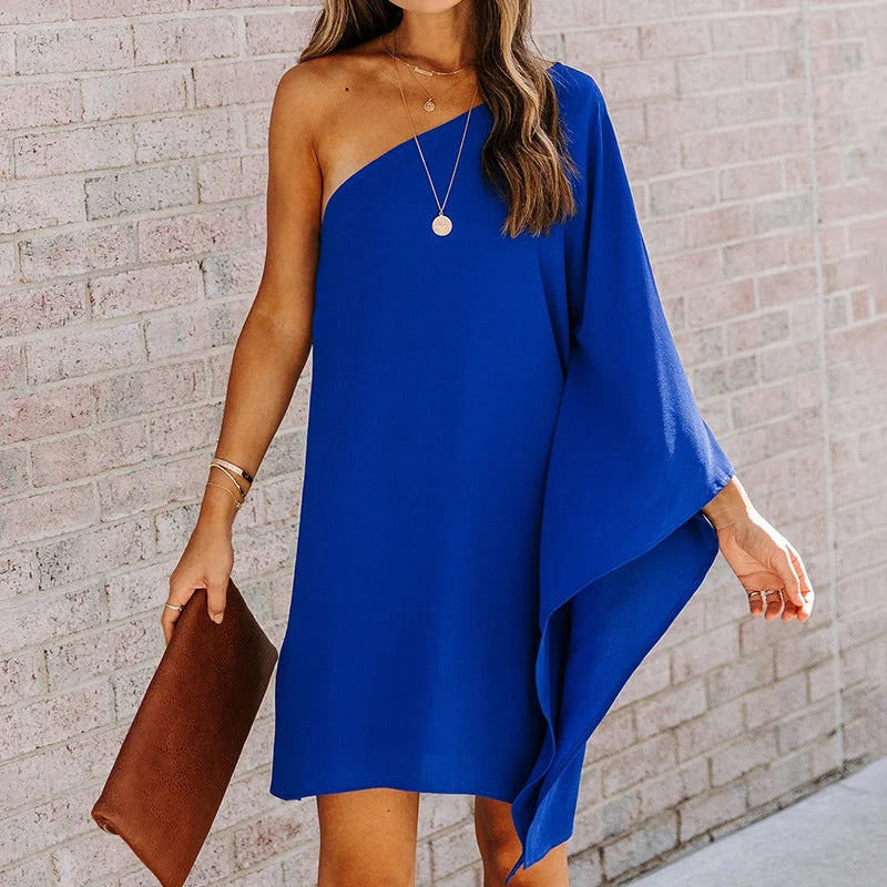 Asymmetrical Cocktail Dress with Chic Shoulder Design