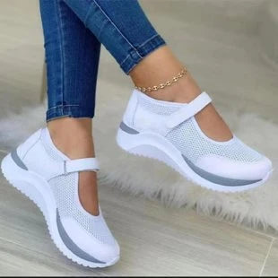 Stylish Women's Sneakers with Mesh Upper & Adjustable Strap