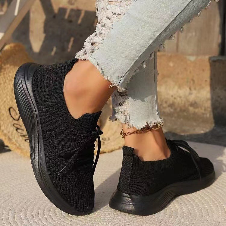 Women's Elastic Knit Sneakers with Supportive Insole