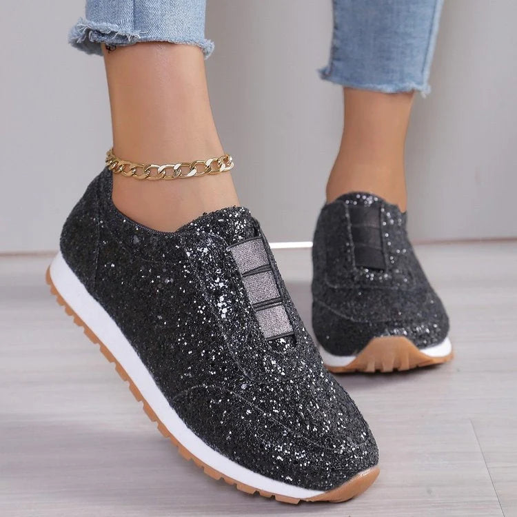 Women's Shimmering Slip-On Sneakers in Sparkly Design