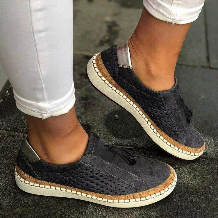 Chic Women's Slip-On Sneakers with Fringed Detailing