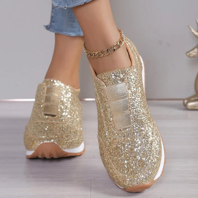 Women's Shimmering Slip-On Sneakers in Sparkly Design