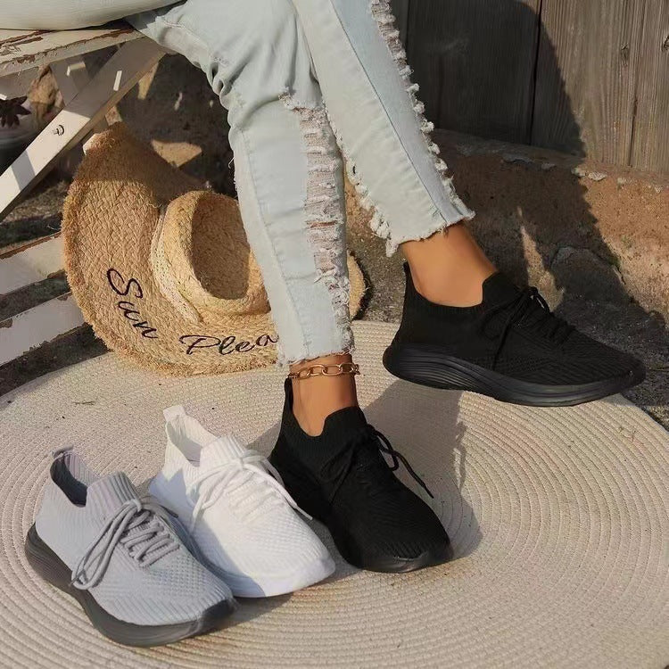 Women's Elastic Knit Sneakers with Supportive Insole