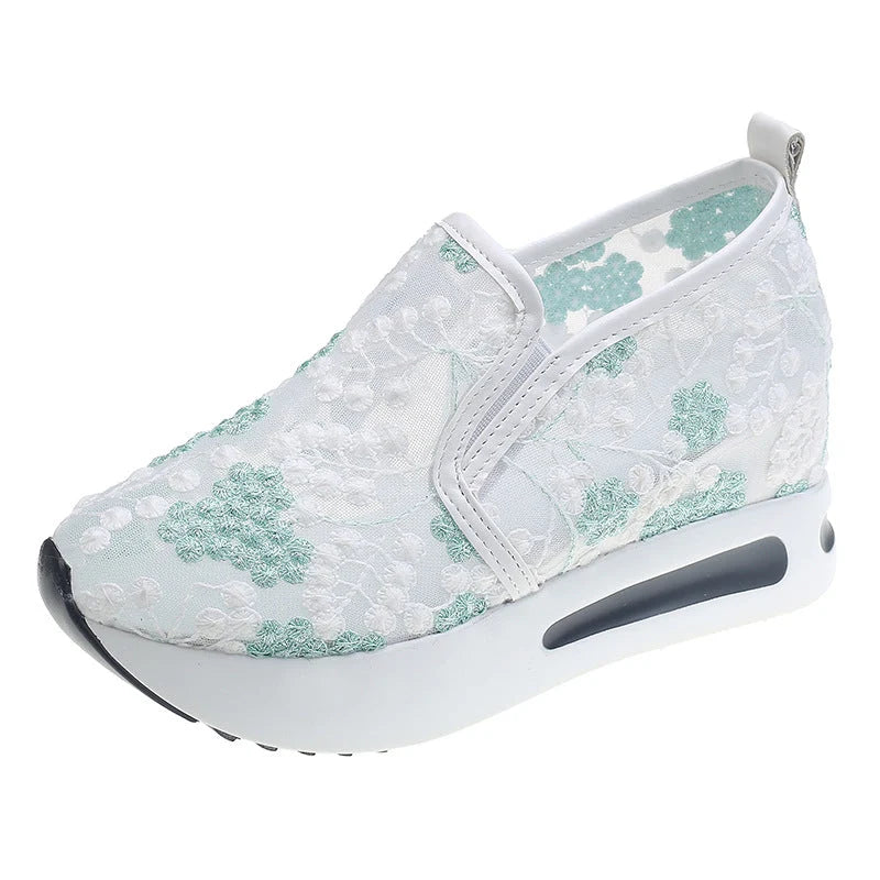 Floral Embroidered Women's Sneakers with Traction Sole