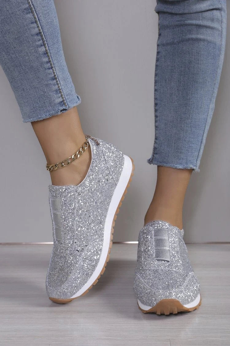 Women's Shimmering Slip-On Sneakers in Sparkly Design