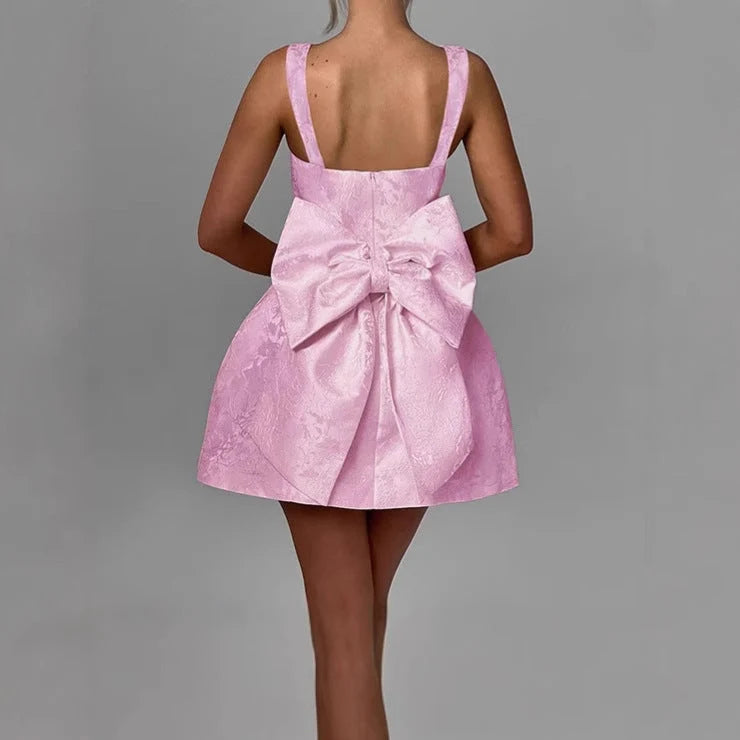 Floral Jacquard A-Line Dress with Slim Straps