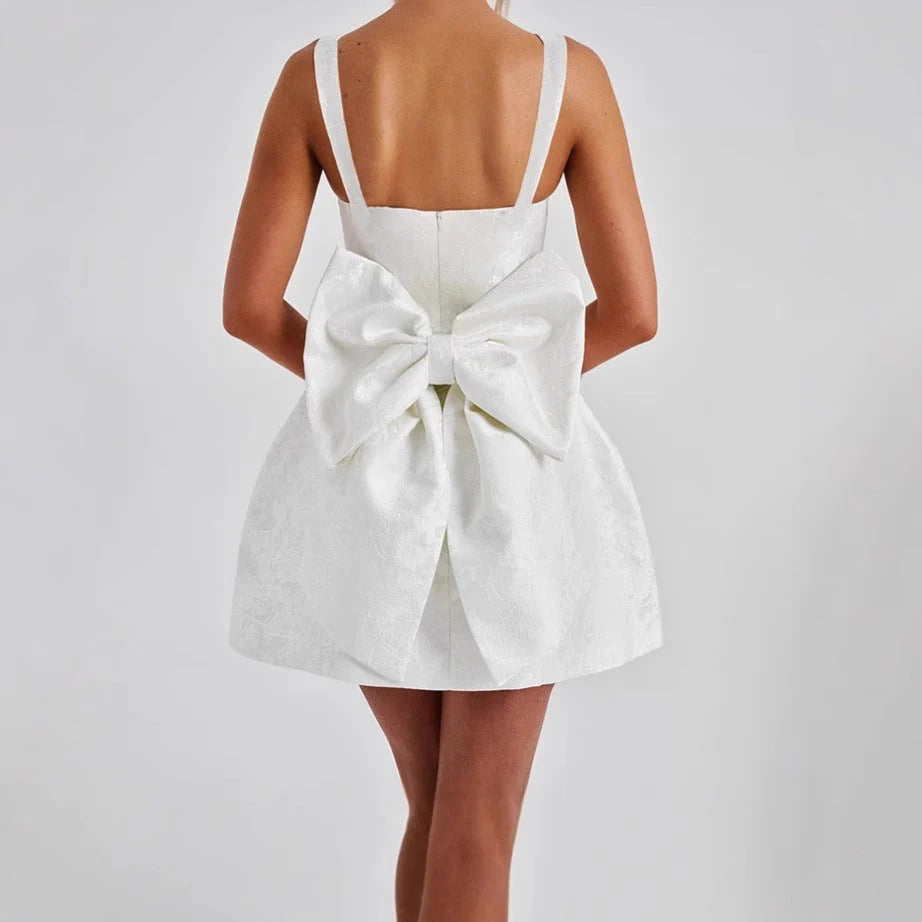 Floral Jacquard A-Line Dress with Slim Straps