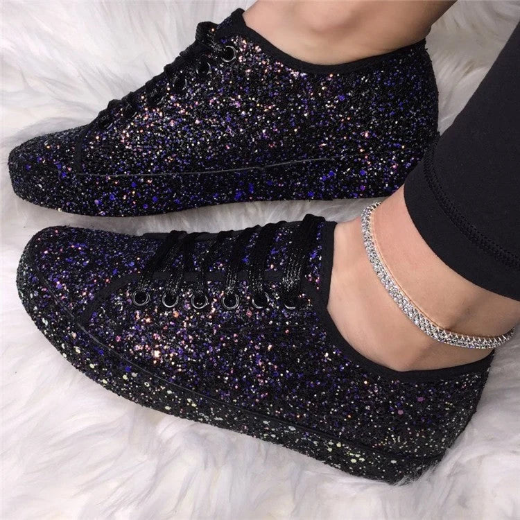 Glittery Women's Sneakers with Enhanced Sole Design