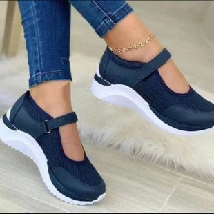 Stylish Women's Sneakers with Mesh Upper & Adjustable Strap