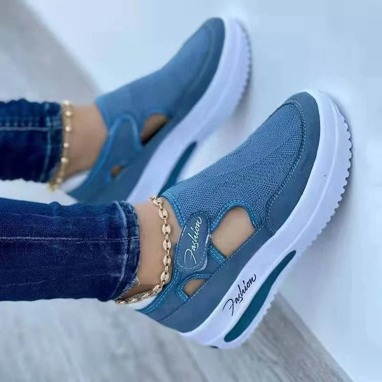 Slip-on sneakers til damer med mesh-design og blød sål