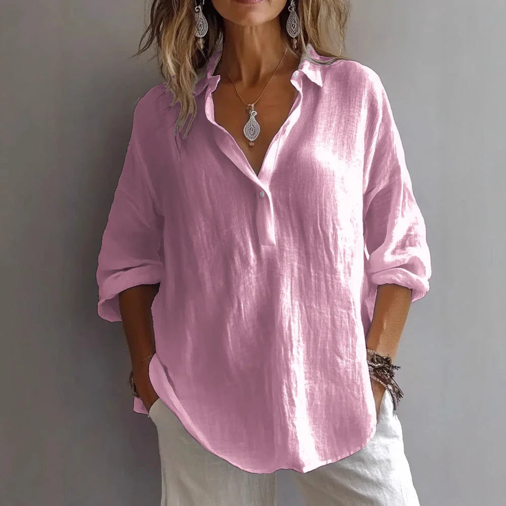 Stylish Women's Linen Blouse - Chic Design