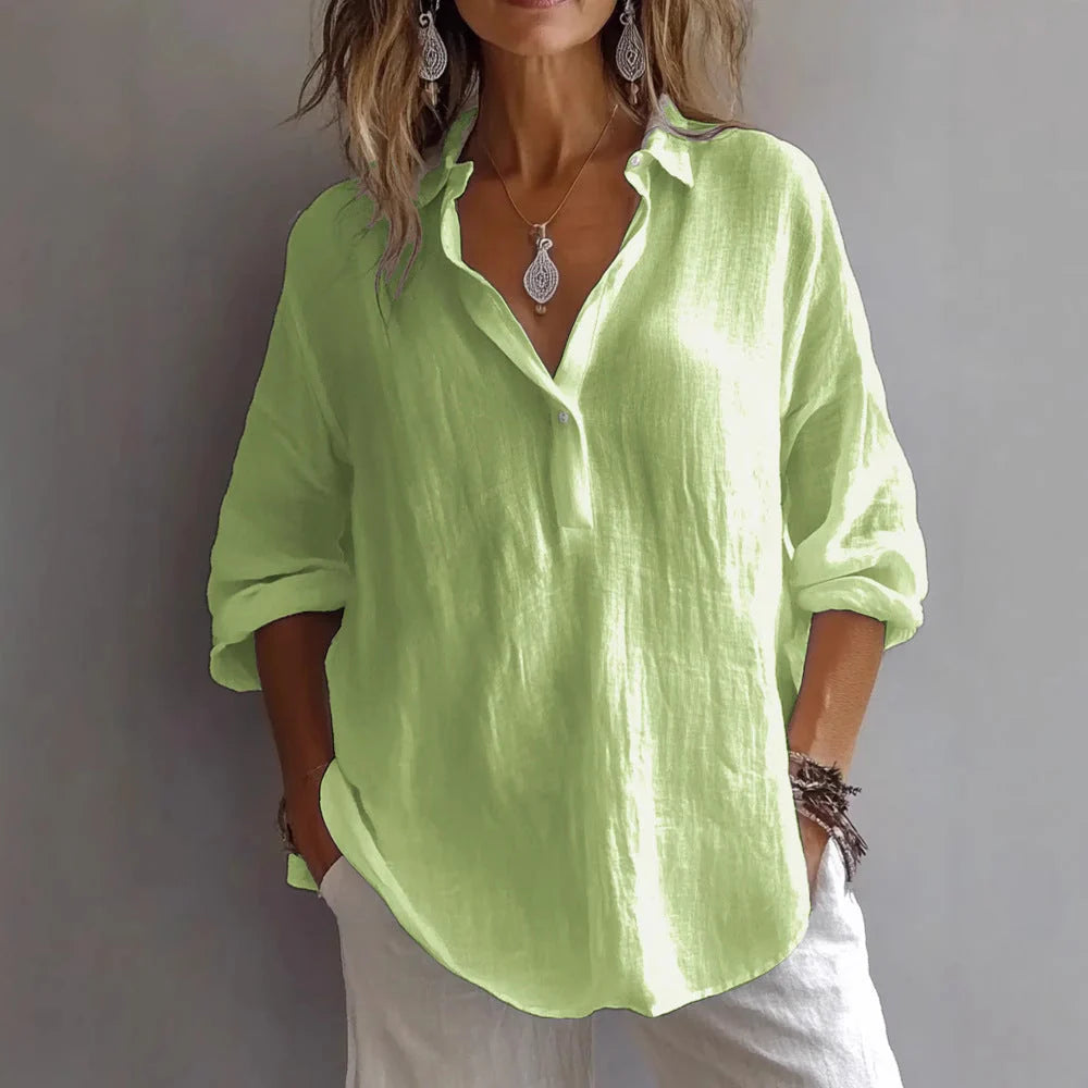 Stylish Women's Linen Blouse - Chic Design