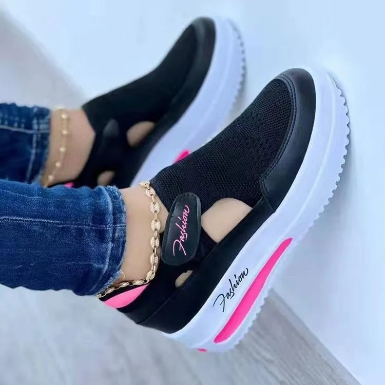 Slip-on sneakers til damer med mesh-design og blød sål