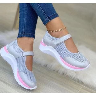 Stylish Women's Sneakers with Mesh Upper & Adjustable Strap
