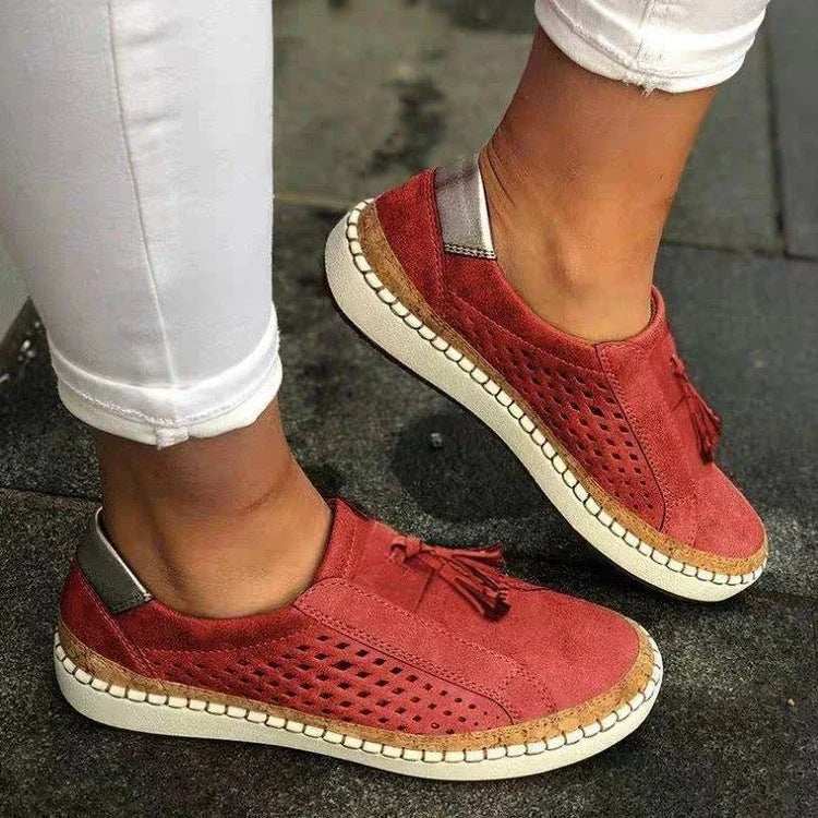 Chic Women's Slip-On Sneakers with Fringed Detailing
