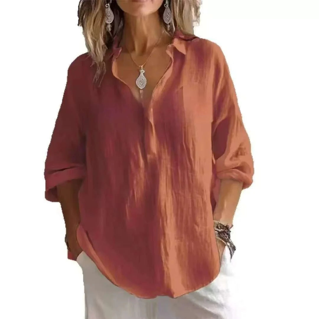 Stylish Women's Linen Blouse - Chic Design