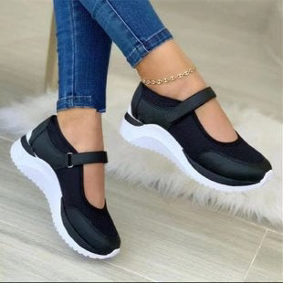 Stylish Women's Sneakers with Mesh Upper & Adjustable Strap