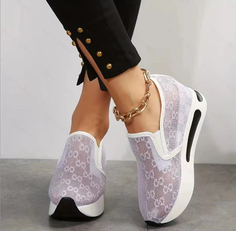Floral Embroidered Women's Sneakers with Traction Sole