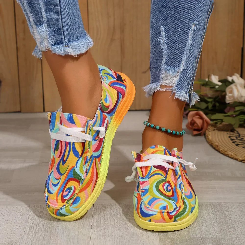 Vibrant Ethnic Print Canvas Sneakers