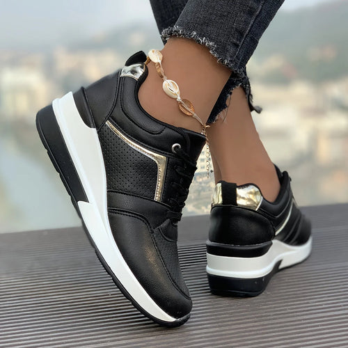 Chikke ensfarvede sneakers til kvinder til hverdagsbrug