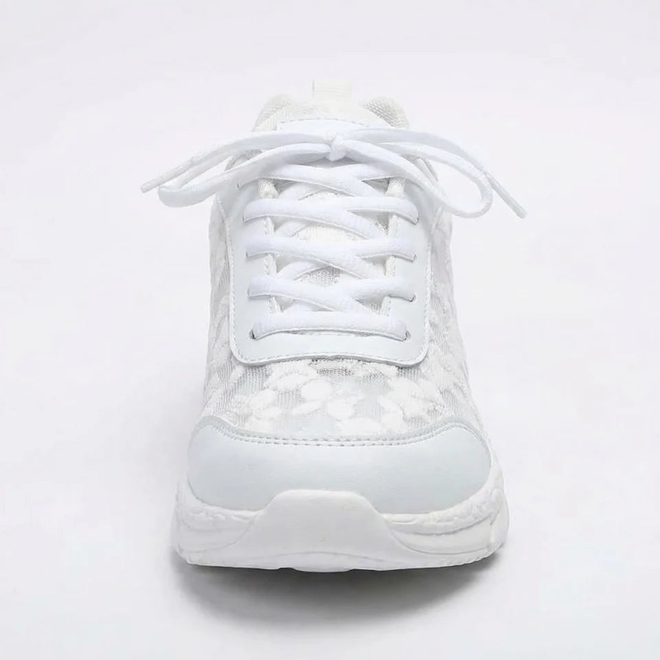 Chunky Sole Women's Lacing Sneakers with Mesh Upper