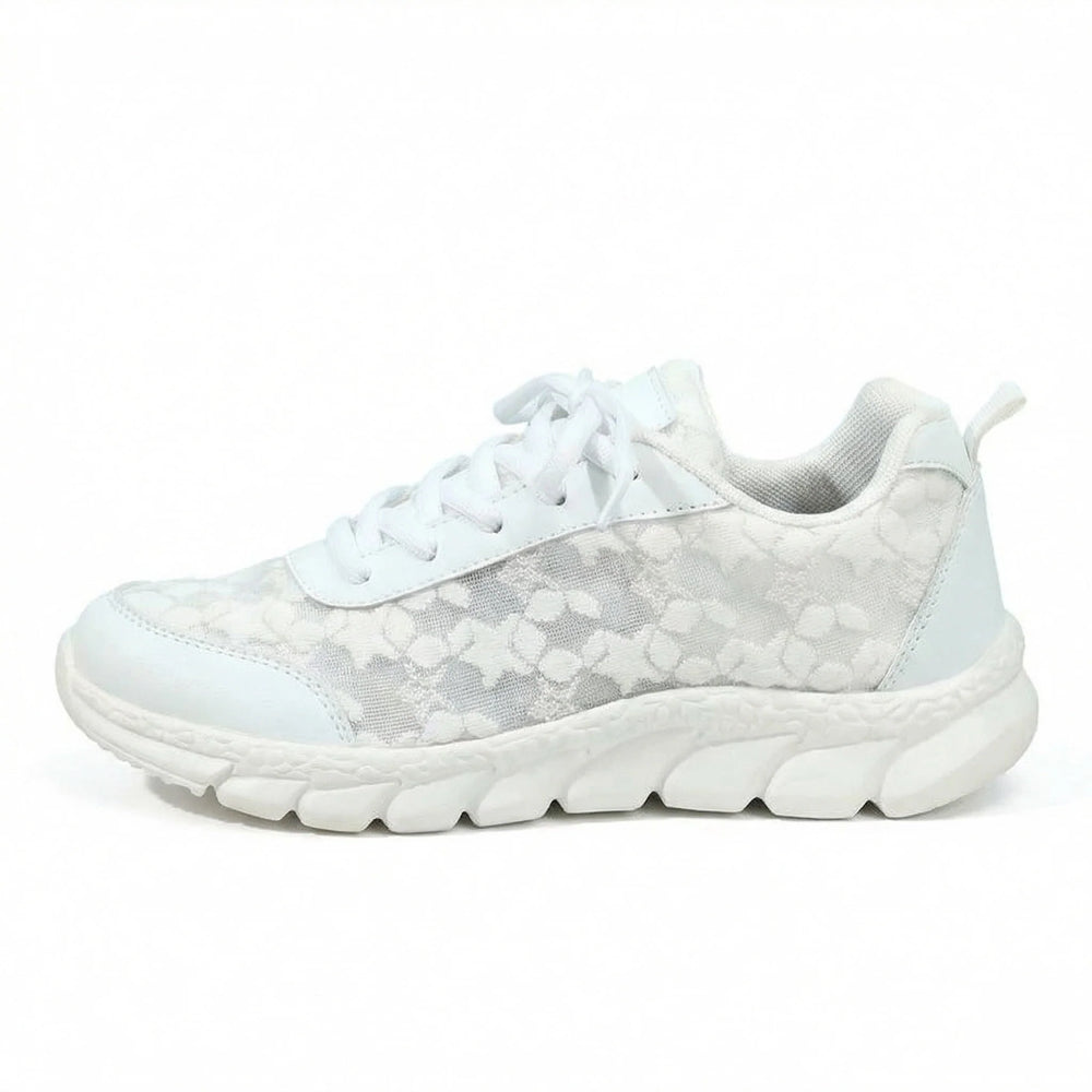 Chunky Sole Women's Lacing Sneakers with Mesh Upper