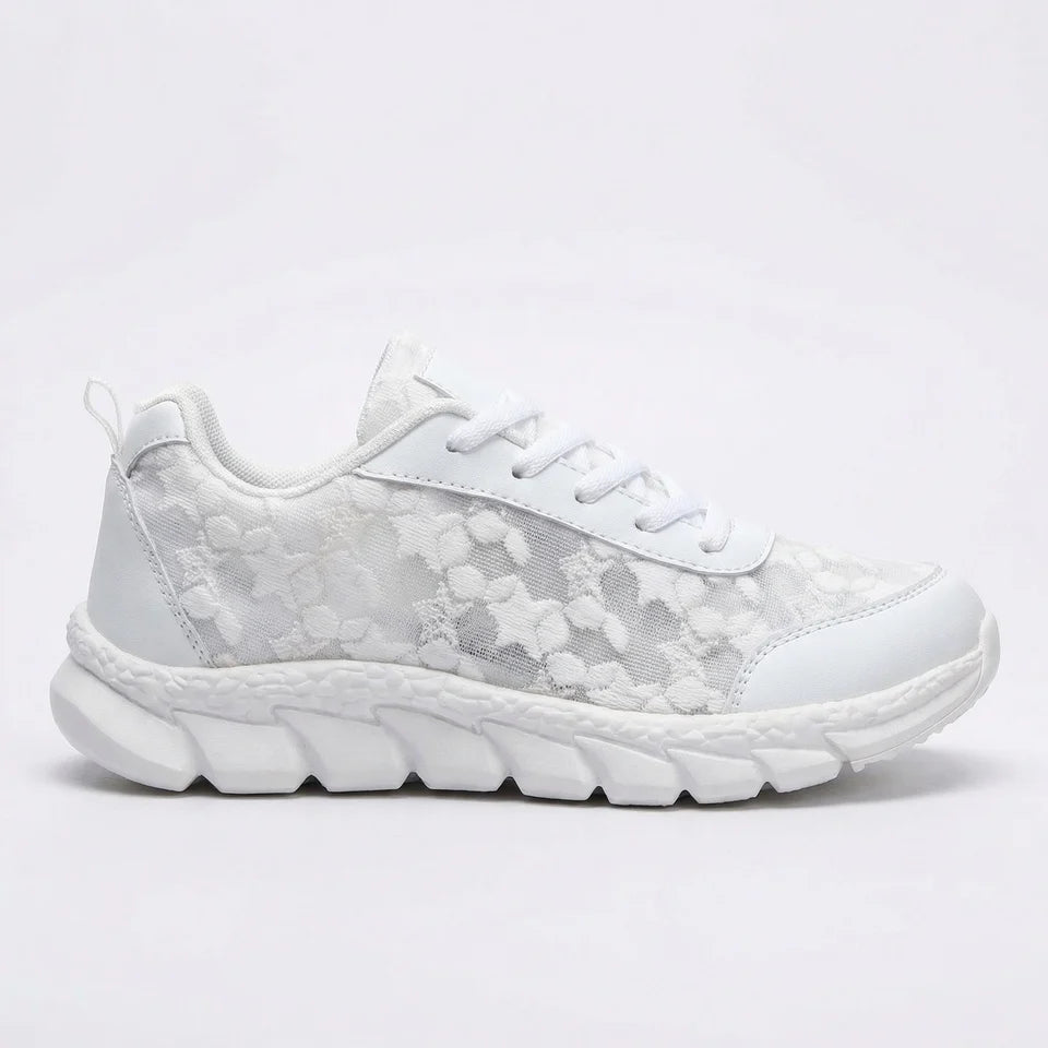 Chunky Sole Women's Lacing Sneakers with Mesh Upper