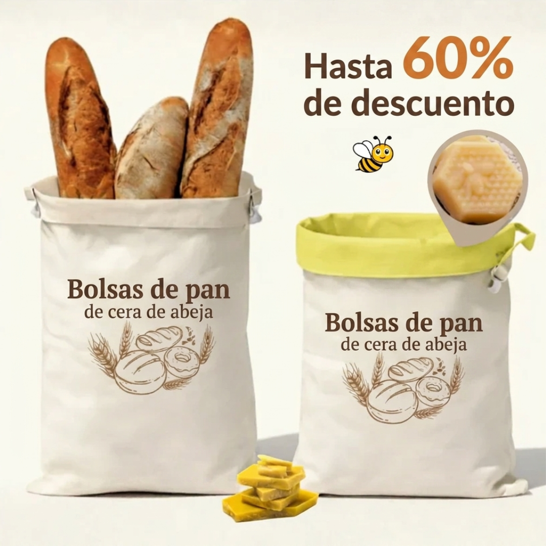 Bolsas de Pan Premium de Algodón 100% con Cera de Abeja