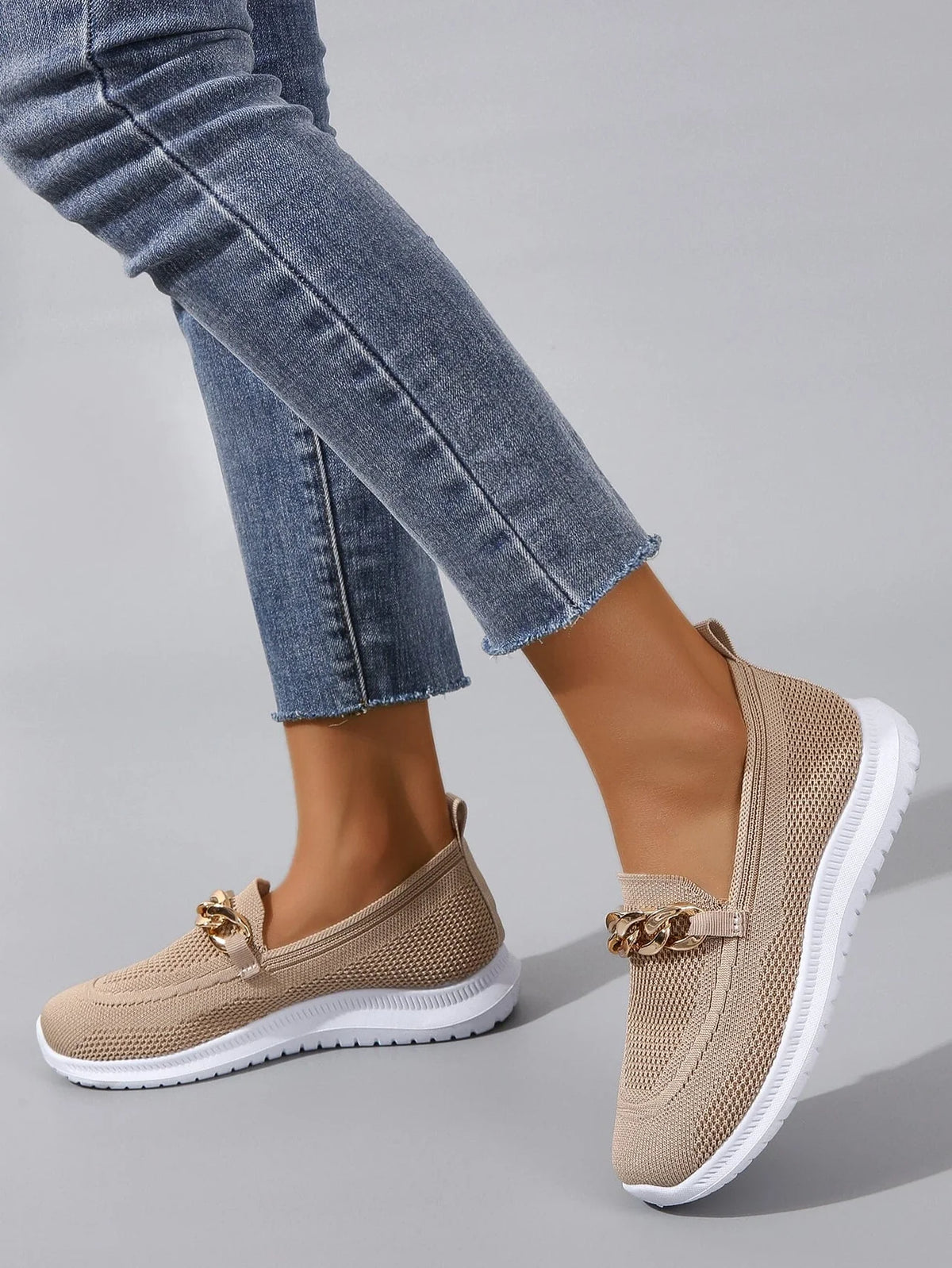 Chic Sneakers with Chain Detail